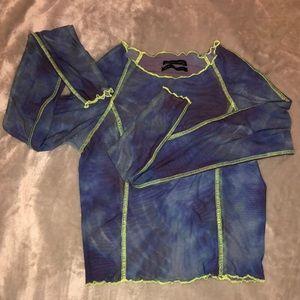cloudy and neon mesh top